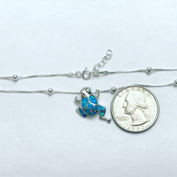 Sterling Silver Opal Frog Anklet - Picture 6 of 8
